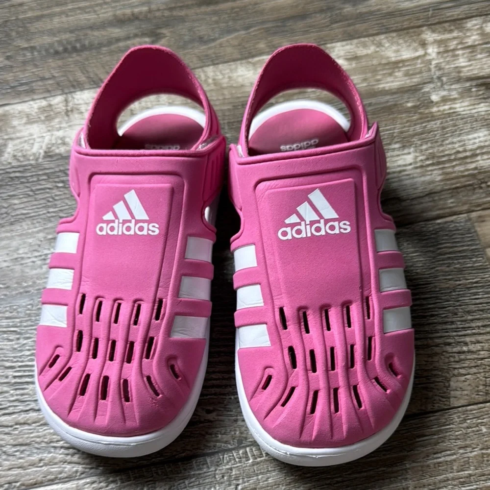 Adidas Girl Pink and White Water Shoes with Ventilation, Size 2
